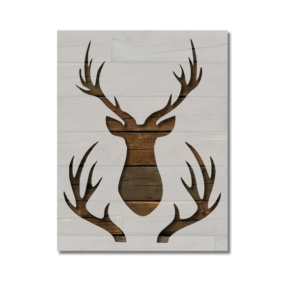 Hunting Buck Head Rack Deer Stencil Template Reusable 8.5 x 11 for Painting on Walls, Wood, Etc. By Stencilville