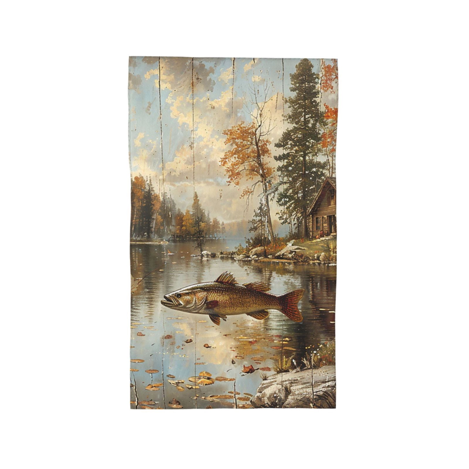 Hunting Cabin Fish Leaf Fishing Vintage 27.5" x 16" Ultra Soft Hand Towel, Face Wash Cloth for Bathroom, Gym, Travel, Pool
