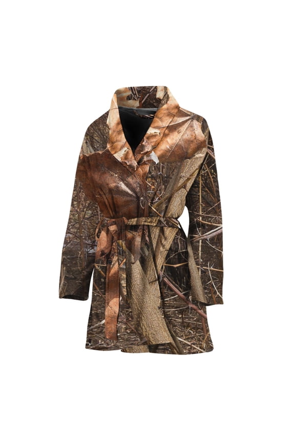 Hunting Camo Pattern Women Bathrobe One Size Univeral Fits, Hunter Hunting Fashion Lightweight Plush Fleece Long Robe For Women