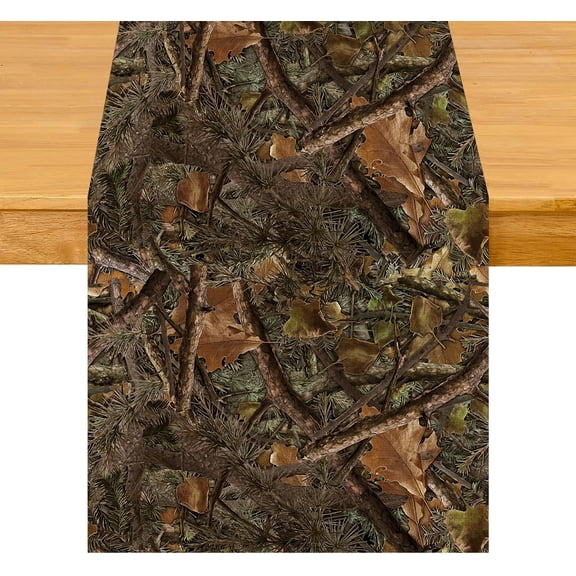 Hunting Camo Table Runner for Home Party Decorations Seasonal Summer Washable Kitchen Dining Table Decor for Birthday Party Coffee Table Family Dinners Holiday Wedding 13.8x71 Inch