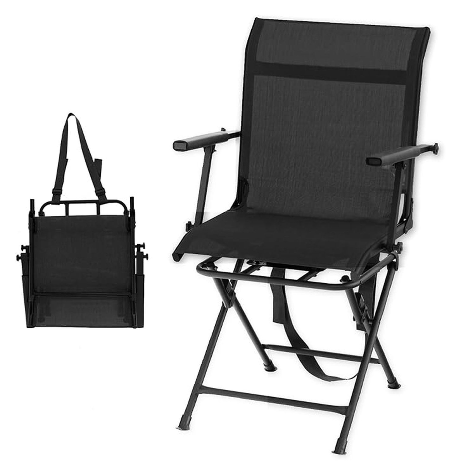 Hunting Chair, 360 Degree Swivel Hunting Blind Chair with Carry Handle, 330 lbs Capacity, Comfortable, Waterproof, Portable and Silent Folding Dove Hunting Chair for Blinds