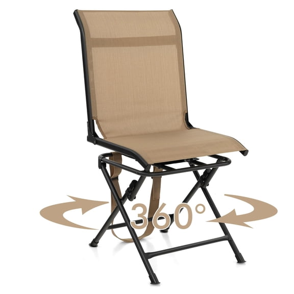 Hunting Chair, 360 Degree Swivel Hunting Blind Chair with Carry Handle, Portable and Silent Folding Seat for Ground Blind, Dove Hunting, Outdoor Camo Stool, Brown