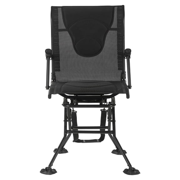 Hunting Chair, 360 Silent Swivel, Foldable Portable Blind Chair, Heavy-Duty Steel Frame Ground Stool Seat, with Armrests, Adjustable Carry Strap, Anti-Sink Feet, 300 Lbs Capacity for Fishing