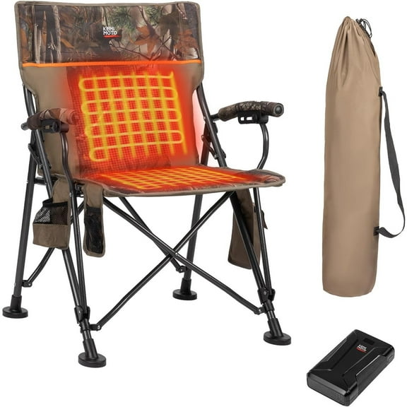 Hunting Chair Heated, Lightweight Portable Camping Chair with Large 20000mAh Battery, Max 8Hrs Endurance, Supports 300 lbs, Outdoor Sports Folding Seat for Adults