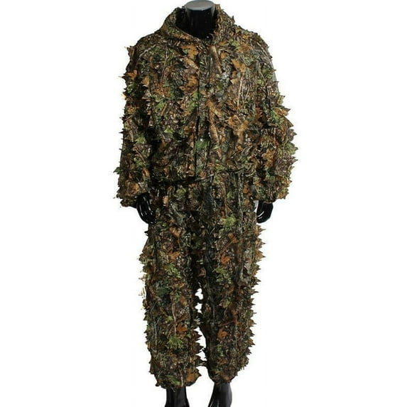 Hunting Clothing Set by Popvcly 3D Simulation Leaves Jacket and Pants Set Unisex One Size