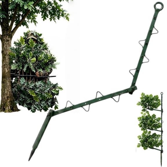 Hunting Concealment Branch-Screening Stand, Camouflage Branch Holder with Realistic Oak Foliage, Adjustable Portable Camo Cover Tree Stand Blind Kit for Deer Turkey Hunting, Outdoor Hunt Accessories