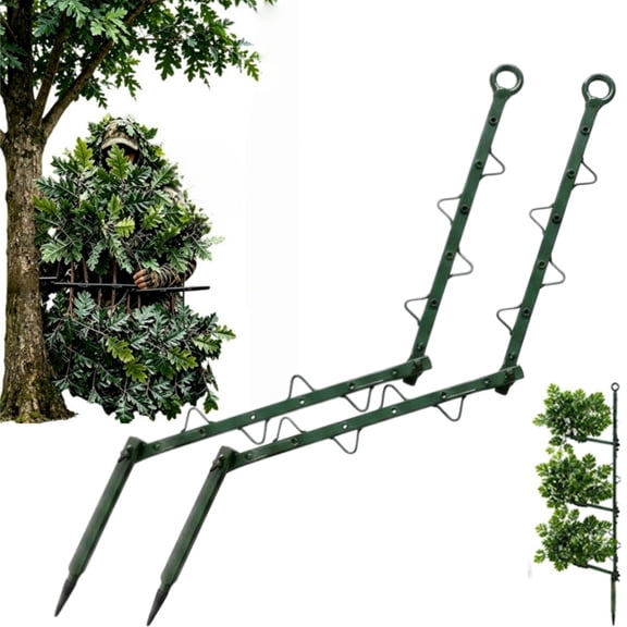 Hunting Concealment Branch-Screening Stand, Camouflage Branch Holder with Realistic Oak Foliage, Adjustable Portable Camo Cover Tree Stand Blind Kit for Deer Turkey Hunting, Outdoor Hunt Accessories