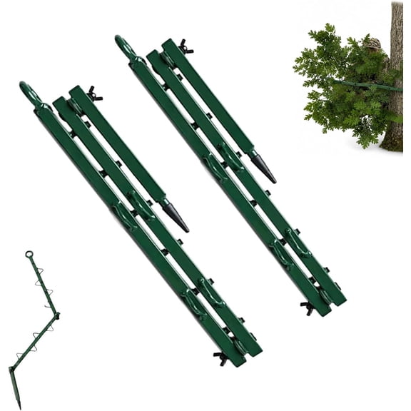 Hunting Concealment Branch Screening Stand, Camouflage Branch Holder with Realistic Oak Foliage, Portable Tree Stand Blind Accessory, Adjustable Multi-Hook Camo Support for Deer Turkey Hunting(2PCS)