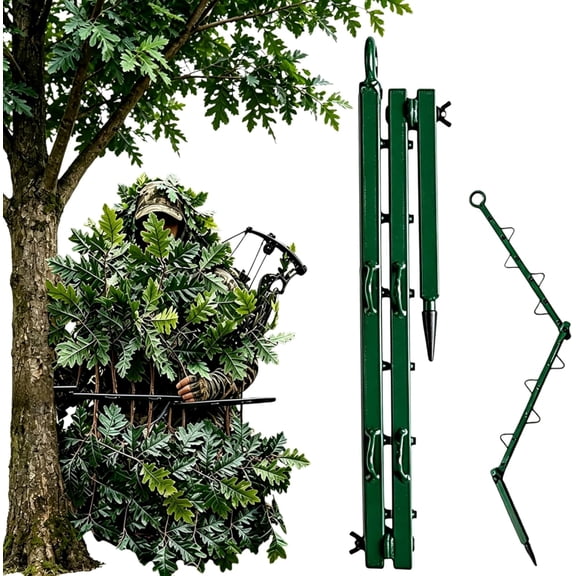 Hunting Concealment Branch-Screening Stand, Multi-Hook Camouflage Blind Holder, Adjustable Portable Camo Cover Tree Stand Blind Kit for Deer Turkey Hunting, Outdoor Hunt Accessories(2PCS)