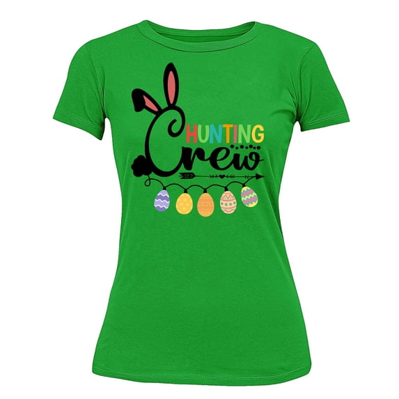 Hunting Crew Easter Bunny Egg Hunting Christian Event Women's T-shirt, L, Green