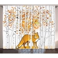 thumbnail image 1 of Ambesonne Hunting Curtains 2 Panel Set, Fox Autumn Forest, 108" x 63", Orange White Black, 1 of 2