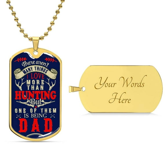 Hunting Dads Gift - Graphic Military Dog Tag Necklace (Optional Personalized Engraving)