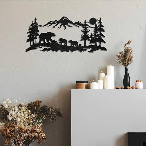 Hunting Decor, Metal Wall Art Decor Laser Cut Deer or Bear Signs for Cabin Decor for Kitchen Bathroom Living Room Bedroom Decor