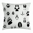 thumbnail image 1 of Hunting Decor Throw Pillow Cushion Cover, Set of Wildlife Animal Footprints Hooves Claw Silhouettes Ecology Nature, Decorative Square Accent Pillow Case, 18 X 18 Inches, Black and White, by Ambesonne, 1 of 2