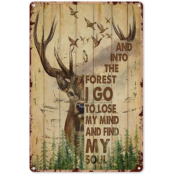 Hunting Decorations for Party Deer Hunting Get Buck Naked Metal Sign Decor Tin Aluminum Sign Wall Art Metal Poster for Men Home Bar Party Garage Bathroom 12x8 Inch