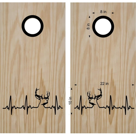 Hunting Deer Heartbeat Cornhole Decal Set Boards Bean Bag Toss Sticker