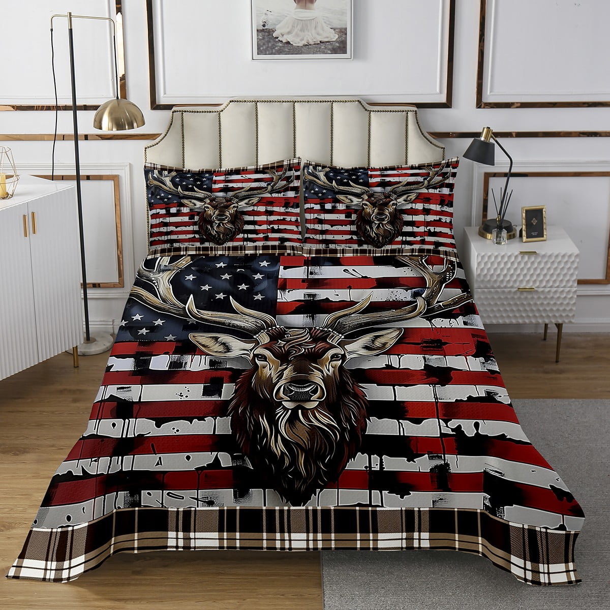 Kids Bear Deer Fishing Comforter Set King Size Cute Animals Bedding Set For  Boys Girls Teens, image size:1200x1200