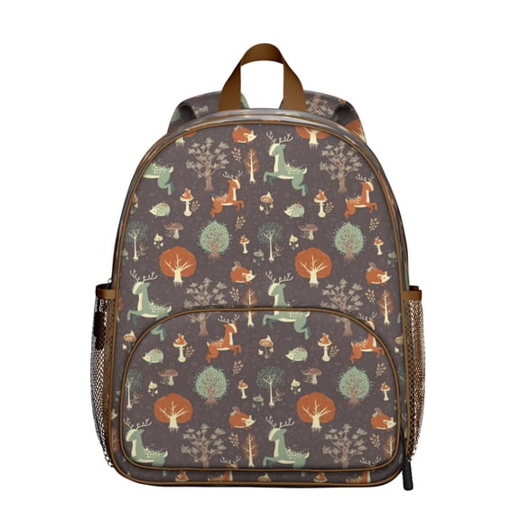 Hunting Deer Student Backpack – Artistic Rustic Print With Wild Woodland Buck Nature Design Nordic Ethnic Geometric Aesthetic