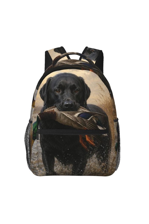 Hunting Dog Labrador Retriever Backpack Casual College Bag Zipper Laptop Daypack Hiking Rucksack Travel