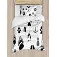 thumbnail image 1 of Hunting Duvet Cover Set Twin Size, Wildlife Animal Footprints and Hooves Claw Silhouettes Ecology Nature Theme, Decorative 2 Piece Bedding Set with 1 Pillow Sham, Black and White, by Ambesonne, 1 of 3