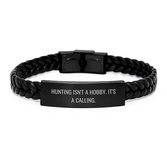 Hunting Enthusiasts' Birthday Unique Gifts from Friends - 'Hunting Isn't A Hobby. It's A Calling.' Interlaced Leather Bracelet for Men, Interlaced Leather Hunting Accessories, Gift for Hunting Friend
