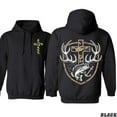thumbnail image 1 of Hunting Faith Hoodie, Camo Cross with Antlers and Fish Graphic, Outdoor Christian Pullover for Hunters, Soft Cotton Blend, Made in USA, 1 of 6