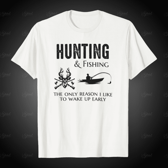 Hunting Fishing Hunter Fishermen Outdoor Funny Gift Unisex T-Shirt, for Men & Women, up to Size 5XL
