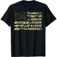 thumbnail image 1 of Hunting Fishing Loving Every Day Camo American Flag Patriot Softstyle Unisex T-Shirt,Black Color,Size 2XL, 1 of 5