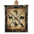 thumbnail image 1 of Hunting And Fishing Throw Blanket Tree Branch Camo Fleece Bed Blanket Queen 90"X90" Men,Woodland Wildlife Bass Fish Duck Bear Deer Sherpa Blanket Rustic Farmhouse Cabin Flannel Blanket, 1 of 5