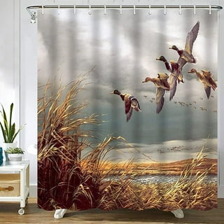 Hunting and Fishing Themed Shower Curtain for Boys and Girls Big