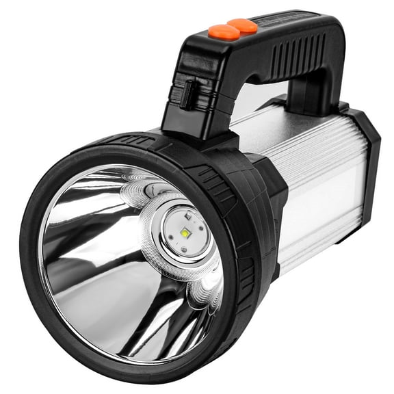 Hunting Friends Super Bright Handheld LED Spotlight Flashlight, Powerful USB Rechargeable Searchlight, Waterproof Portable Tactical Torch with Side Floodlight, 6 Light Modes