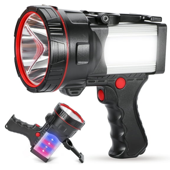 Hunting Friends Super Bright Rechargeable LED Spotlight Flashlight, Powerful Handheld Searchlight & Lantern with USB Power Bank Function, Ideal for Camping, Emergencies, and Outdoor Activities