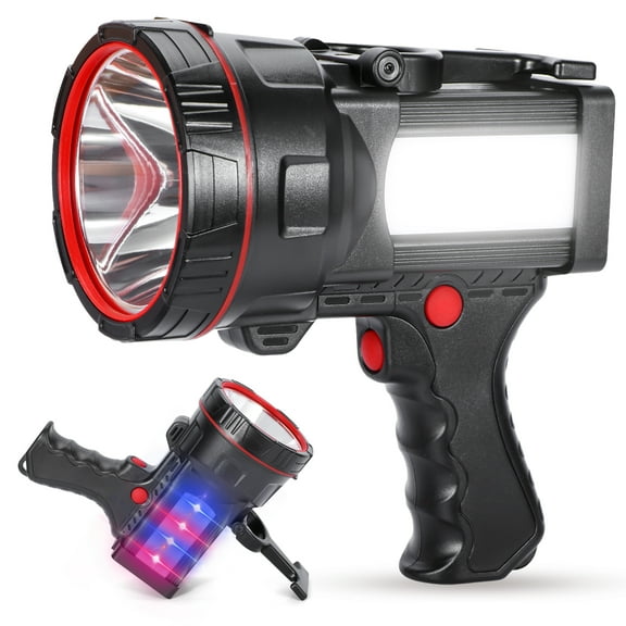 Hunting Friends Super Bright Rechargeable LED Spotlight Flashlight, Powerful Handheld Searchlight & Lantern with USB Power Bank Function, Ideal for Camping, Emergencies, and Outdoor Activities