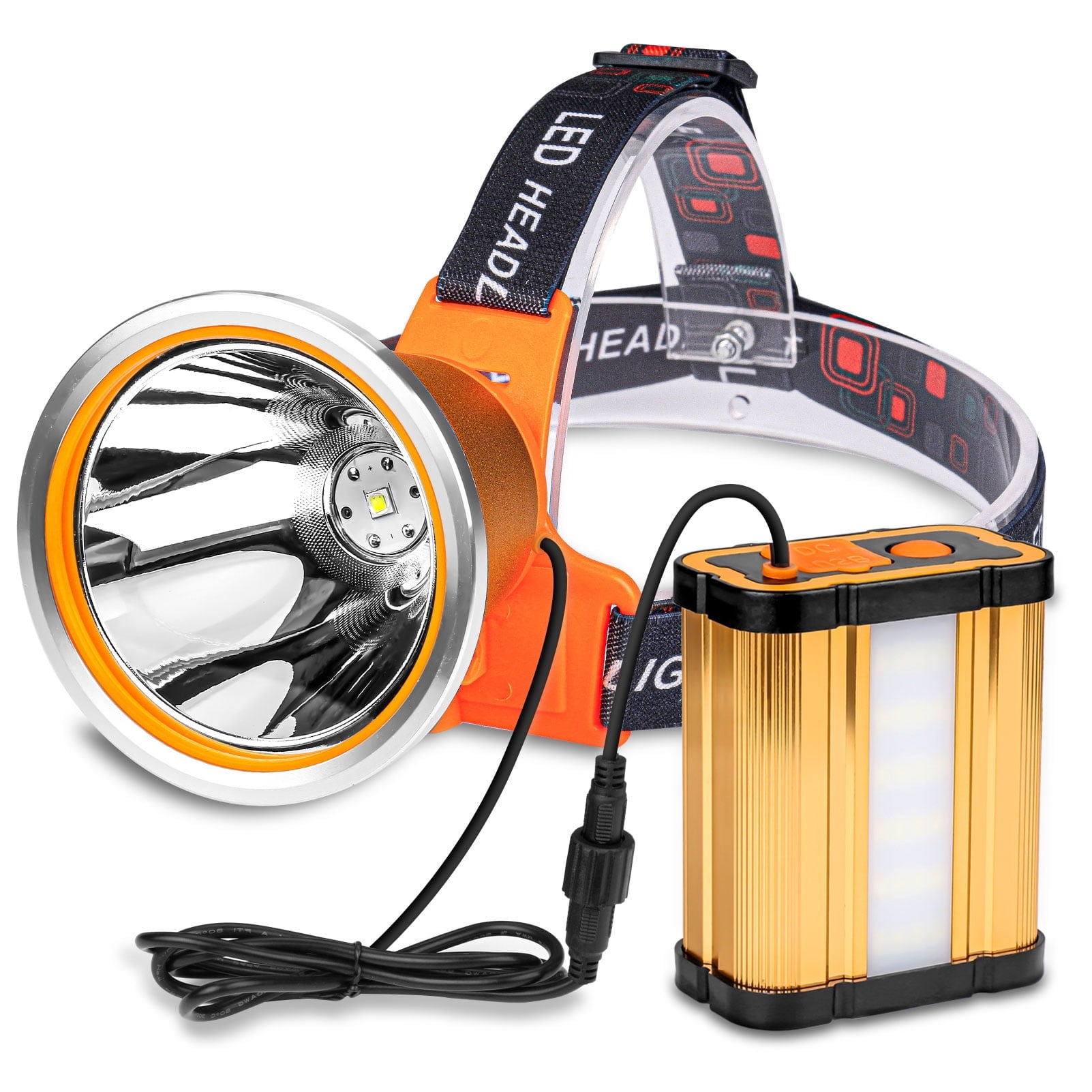 Hunting Friends Superbright Rechargeable Headlight High Power LED Headlamp Waterproof Portable Flashlight with 3 Light Modes for Camping Hiking Hunting Fishing