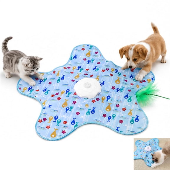 Hunting Fun Teasing Dog Toy, Motorized Hunting Mat Catch the Mouse Game,Electronic Rotating Teaser Wand for Boredom Relief,Puppy Kitten Catching Toy