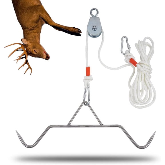 Hunting Game Hoist Gambrel Pulley Lift System for Deer Hanger Hunting Game Skinning Kit - Heavy Duty
