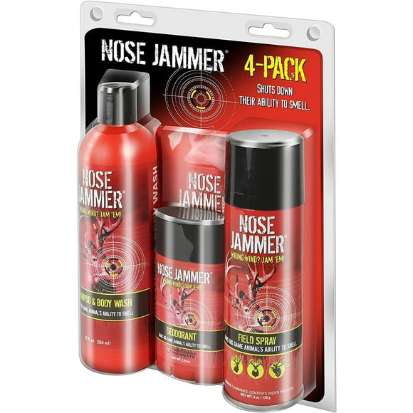 Hunting Gear - 4-Pack Scent Eliminator Kit with Field Spray, Deodorant, Wipes, Shampoo/Body Wash for Deer