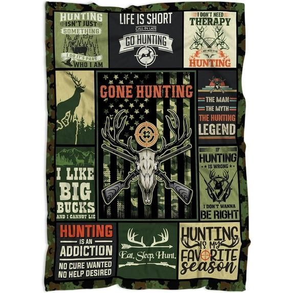 Hunting Gifts for Men, Deer Hunter Gifts, Hunting Gear for Men Dad Husband Boy, Deer Hunting Accessories, Deer Blanket Hunting, Soft Hunting Blanket for Couch Chair Bed Sofa Office x