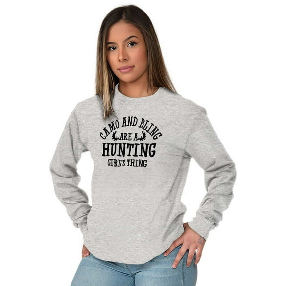 Hunting Girl's Thing Camo and Bling Women Plus Size Long Sleeve Graphic Tee Brisco Brands 3X