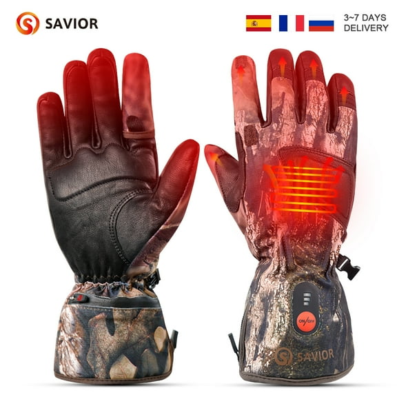 Hunting Gloves Rechargeable Heated Gloves Hand Warmer Washed With Water Windproof Winter Sport Gloves With Battery Men Women Goatskin