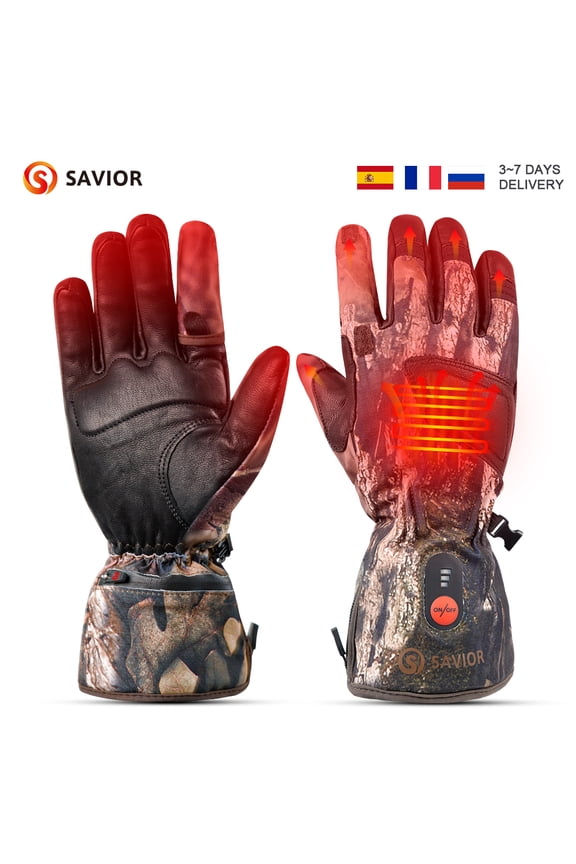 Hunting Gloves Rechargeable Heated Gloves Hand Warmer Washed With Water Windproof Winter Sport Gloves With Battery Men Women Goatskin