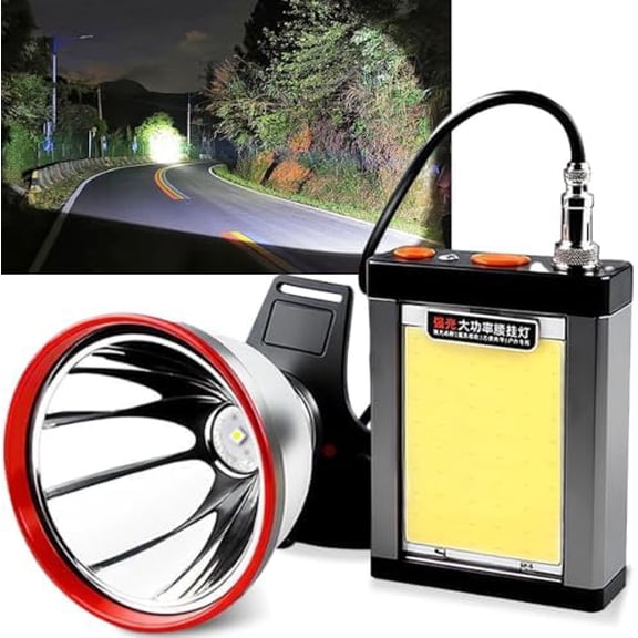 Hunting Headlamp Rechargeable Super Bright Spotlight Head lamp with Multi-Function Battery Pack 5 x Brighter Than Standard, Ideal for Hunting, Hard Hat, Camping, Fishing, Exploring, and Emergency