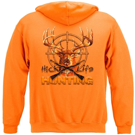 Hunting Hick Life 8oz 50/50 Hood Safty Orange Hooded Sweat Shirt Small