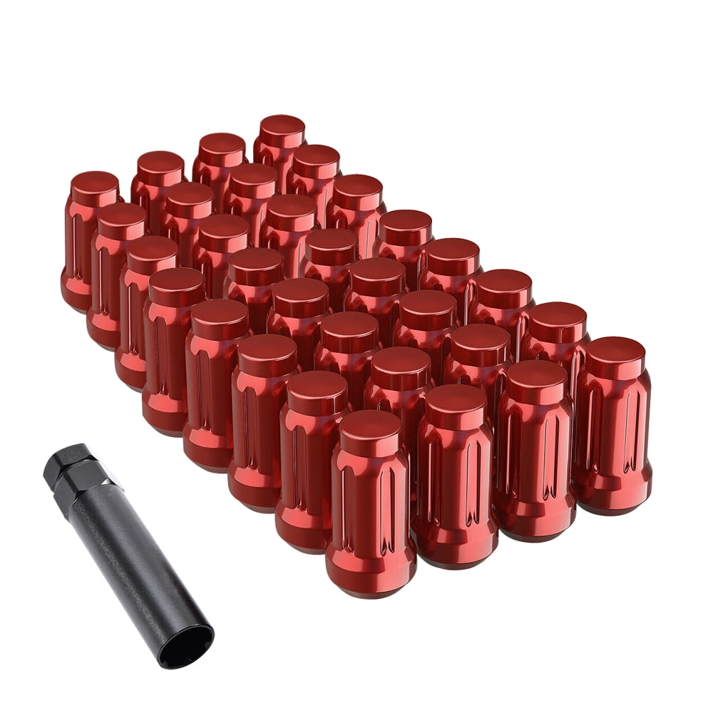 Hunting Horse 6pt Red 12x1.5 Closed End Spline Lug Nut Hunting Horse 6pt Spline Lug Nut for Universal 12x1.5 Thread Vehicles, 20/24/100 pcs Set