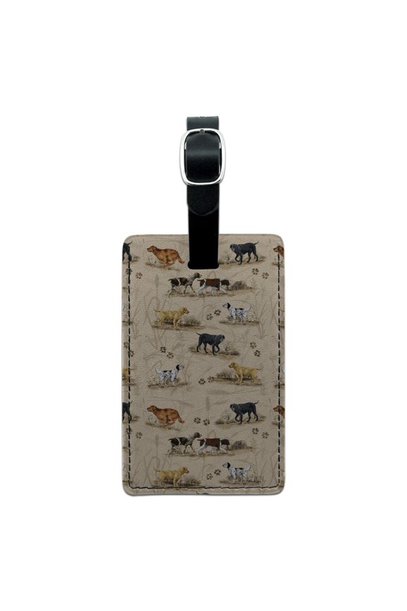 Hunting Hunter Dog Breeds Lab Retriever Rectangle Leather Luggage Card Suitcase Carry-On ID Tag