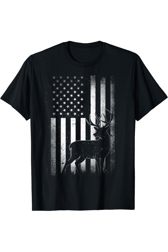 Hunting Hunters Deer USA US American Flag Camo Camoflage T-Shirt, Birthday Gift