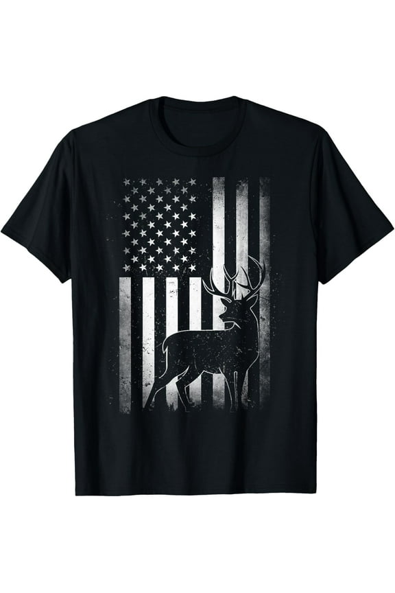 Hunting Hunters Deer USA US American Flag Camo Camoflage T-Shirt