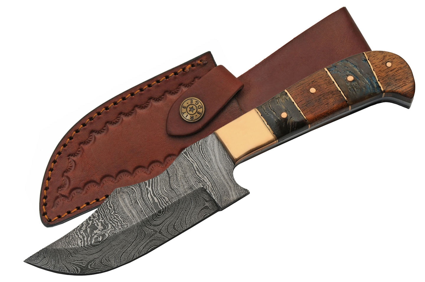 SZCO 9" Copper Hunter Utility Knife with Walnut Handle and Horn Spacer