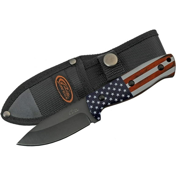Rite Edge 7.25" Stars & Stripes Fixed Blade Utility Knife, Stainless Steel Full Tang with 3D Printed Flag Handle Outdoor Tool with Nylon Sheath