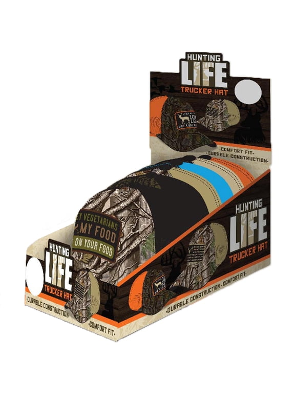 Hunting Life Adjustable Camo Trucker Hat with Patch Assorted Styles